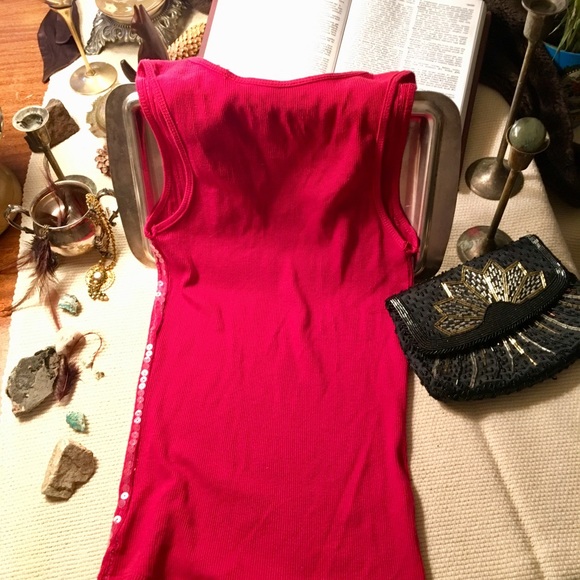 Next Era Red Sequined Fitted Tank - Picture 5 of 7